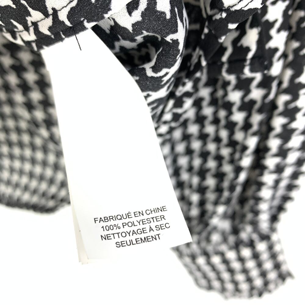 Kate Spade Women's Sz S Dashing Beauty Houndstooth Tie Neck Shirt In Black Cream - Picture 6 of 7
